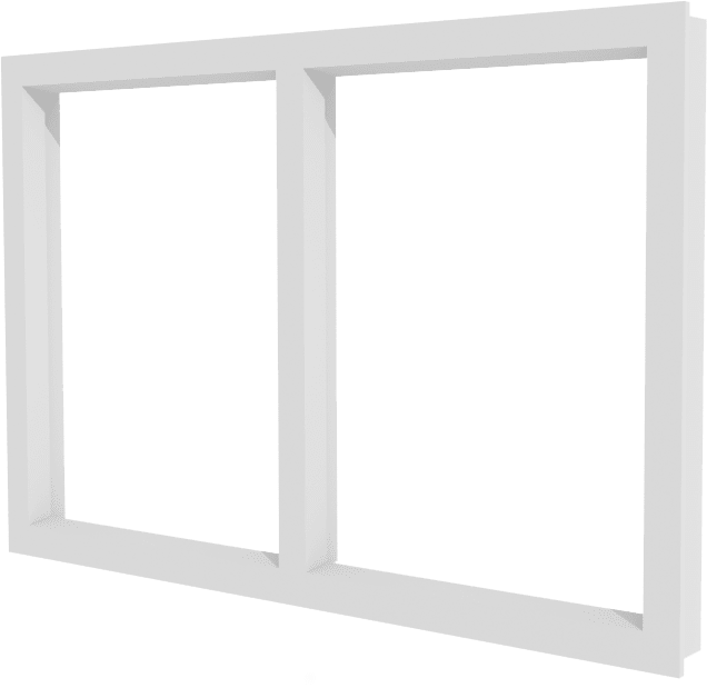 PVC vast raam 2 vakken horizontaal